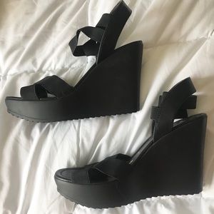 Black wedges—worn once!